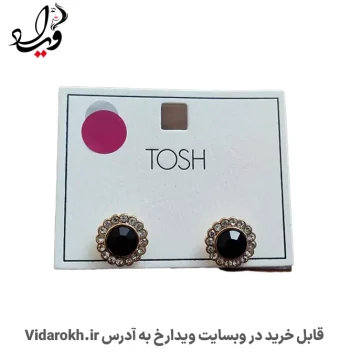 گوشواره میخی نگین مشکی تاش مدل Black Halo - تصویر 2