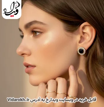 گوشواره میخی نگین مشکی تاش مدل Black Halo