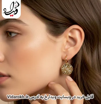 گوشواره آویز طرح خورشید تاش مدل Sunburst Coin