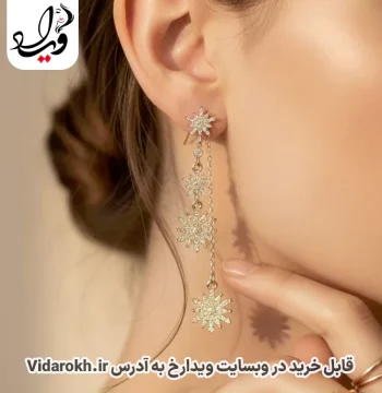 گوشواره آویز چندلایه طرح خورشیدی تاش مدل Triple Sunburst