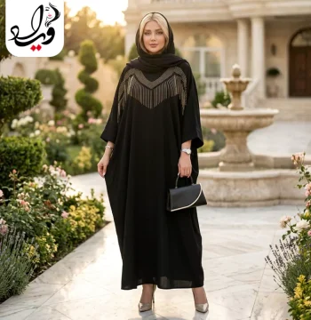 مانتو عبایی الیزه مجلسی عیدانه سالیوان کد 3354 - تصویر 2