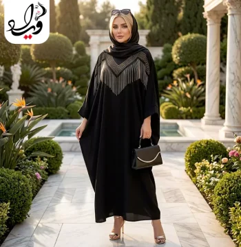 مانتو عبایی الیزه مجلسی عیدانه سالیوان کد 3354 - تصویر 3