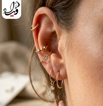 ست ۵ عددی گوشواره و ایرکاف تاش مدل نلی