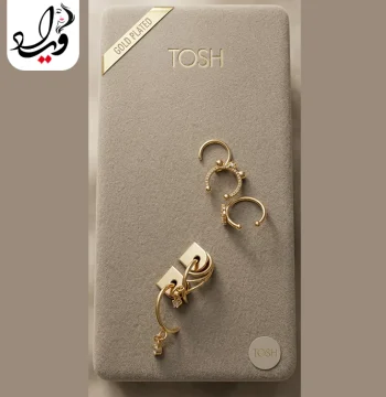 ست ۵ عددی گوشواره و ایرکاف تاش مدل نلی - تصویر 2