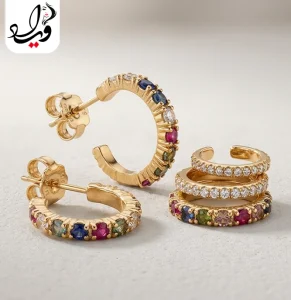 ست ۵ عددی گوشواره و ایرکاف تاش مدل آریسا 