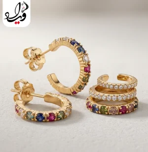 ست ۵ عددی گوشواره و ایرکاف تاش مدل آریسا