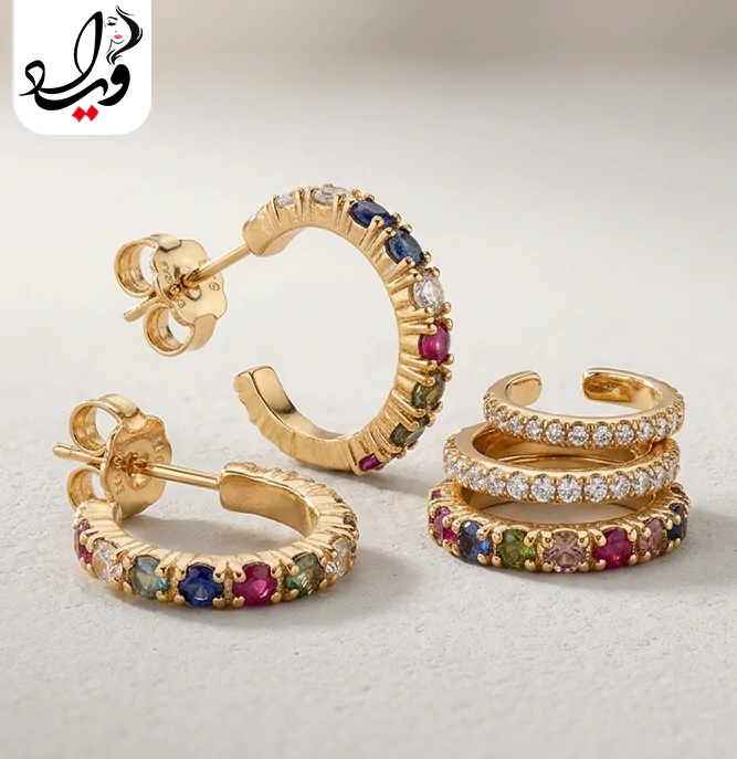 ست ۵ عددی گوشواره و ایرکاف تاش مدل آریسا