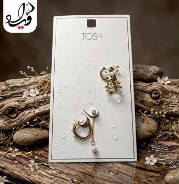 ست ۵ عددی گوشواره و ایرکاف تاش مدل مرواریدی آریانا